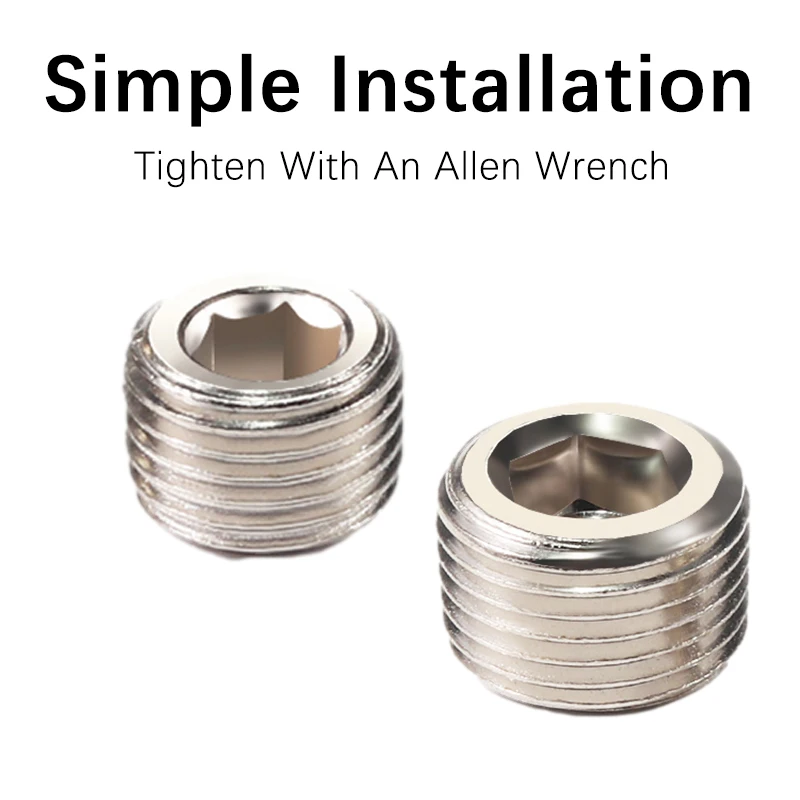 Tapón Hexagonal interior de latón, 10 piezas, M5, 1/8, 1/4, 3/8, 1/2, con anillo de sellado, tapa de extremo de hierro para enchufe de plástico neumático - imagen 2