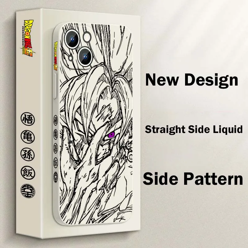 D-Dragon Ball Goku guapo para Apple iPhone 17 16 15 14 13 12 11 Air Mini Plus Pro Max cubierta de la caja del teléfono de la cuerda izquierda líquida - imagen 3