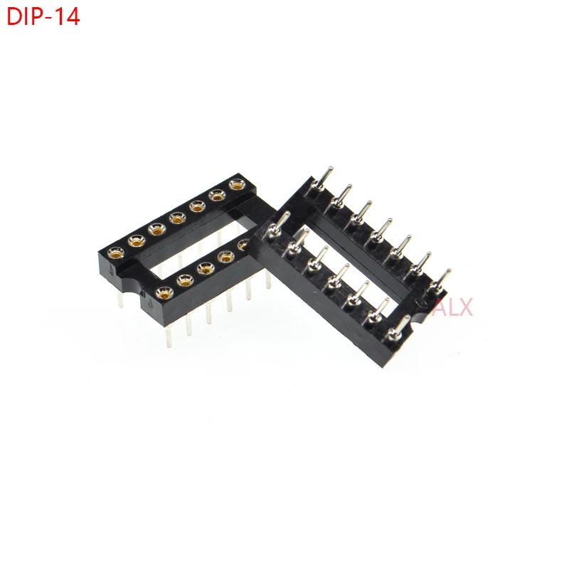 10 Uds Dip14 Ic enchufe de agujero redondo 14p Dip Chip adaptador de soporte de prueba 14 pines dip-14 Dip 14 pines conector de paso de 2,54mm