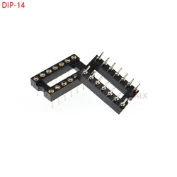 10 Uds Dip14 Ic enchufe de agujero redondo 14p Dip Chip adaptador de soporte de prueba 14 pines dip-14 Dip 14 pines conector de paso de 2,54mm