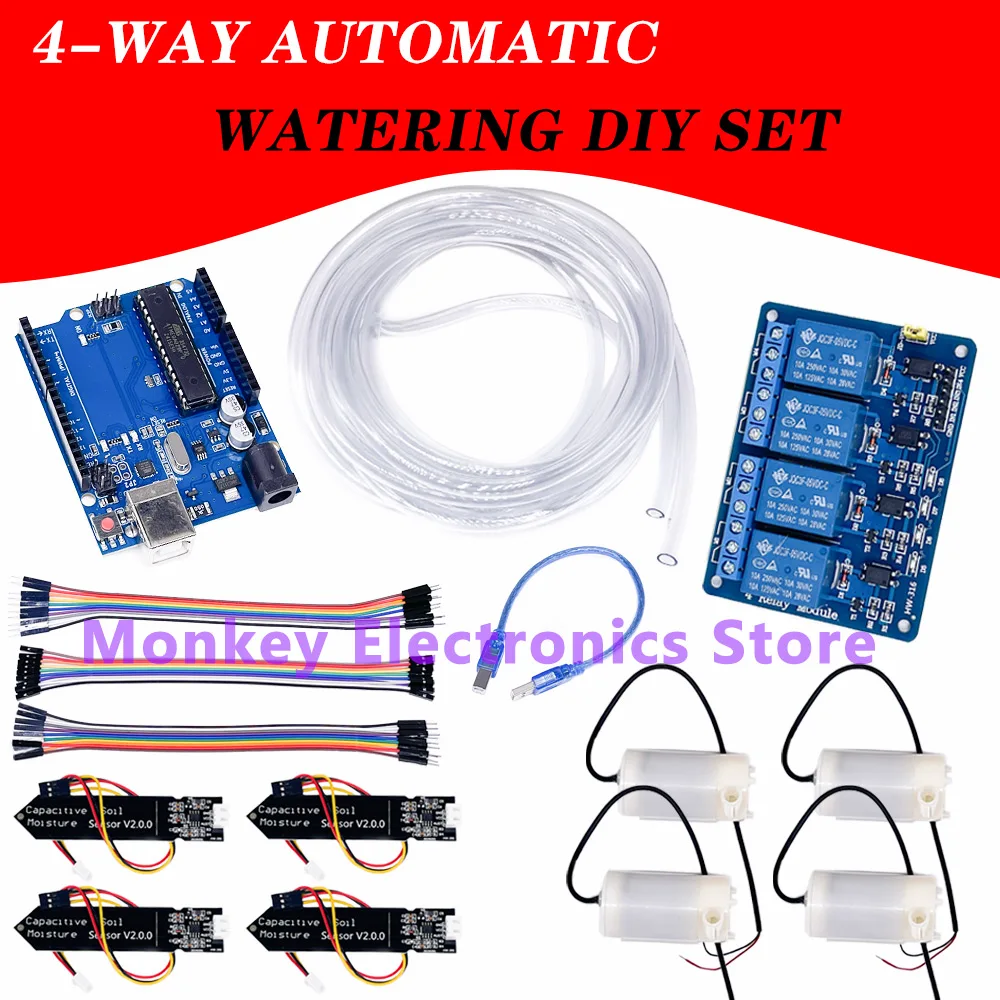 Sistema de riego automático DIY, kit de autorriego, suelo capacitivo, jardín, invernadero, flor, bomba de agua, Sensor de humedad del suelo