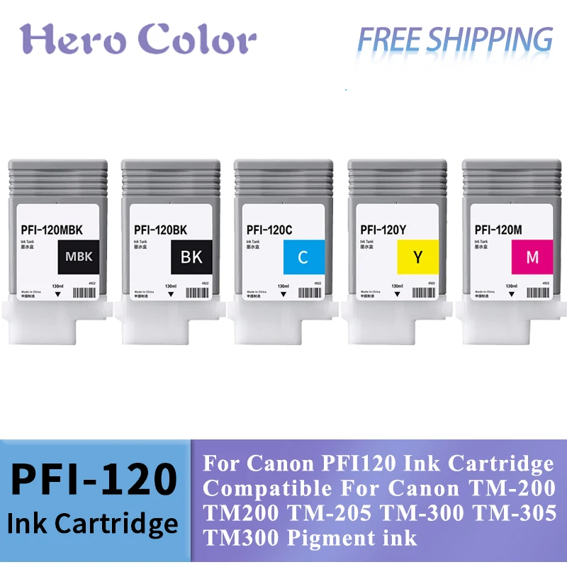 Cartucho de tinta PFI120 Compatible con Canon TM-200 TM200 TM-205 TM-300 TM-305 TM300 tinta pigmentada