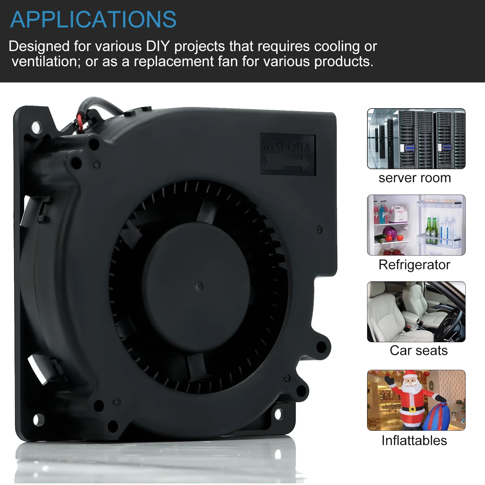 Soplador de ventilador de computadora de CA de 120mm, 12cm, 120x120x32mm, 12032 centrífugo w/ 120V, 220V a 3V-12V, 2A con controlador de velocidad para tienda de cultivo - imagen 3