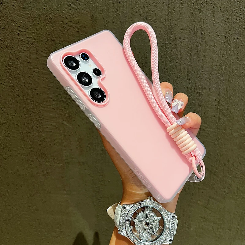 Funda de teléfono con cordón y correa para la muñeca, funda sólida para Samsung Galaxy S25 S24 S23 S22 Ultra Plus FE A36 A35 A54 A16 A56 A17 A07 5G - imagen 3