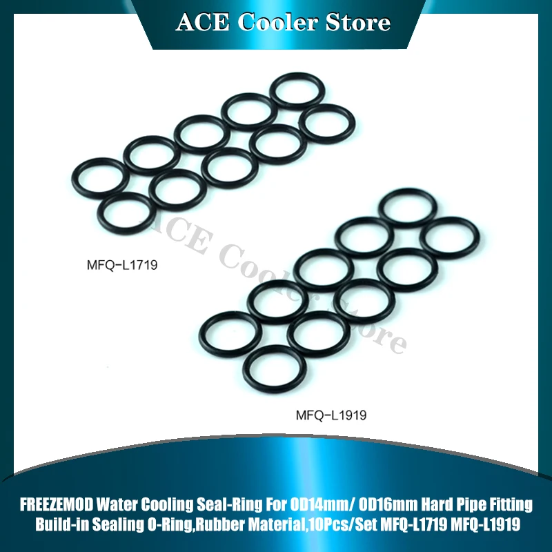 FREEZEMOD-anillo de sellado de refrigeración por agua para conector de tubería dura OD14mm/OD16mm, junta tórica de sellado integrada, Material de goma, 10 unids/set