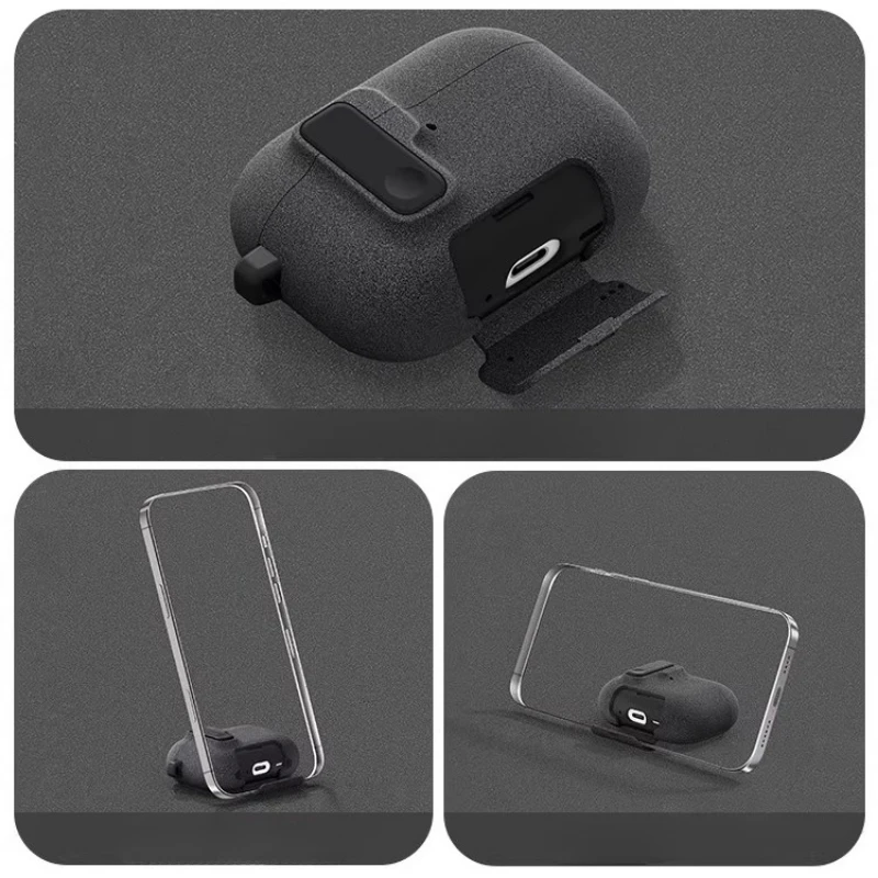 Para AirPods Pro 3 funda con bloqueo seguro para AirPods Pro2 3 2 generación funda protectora con soporte para teléfono para AirPods4 - imagen 5