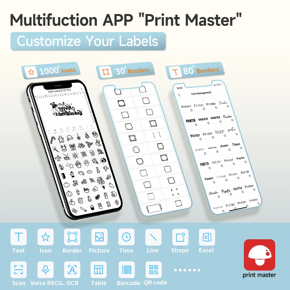 Phomemo-Impresora térmica M200 para etiquetas adhesivas, máquina etiquetadora de código de barras, ancho de papel: 20-75mm - imagen 5