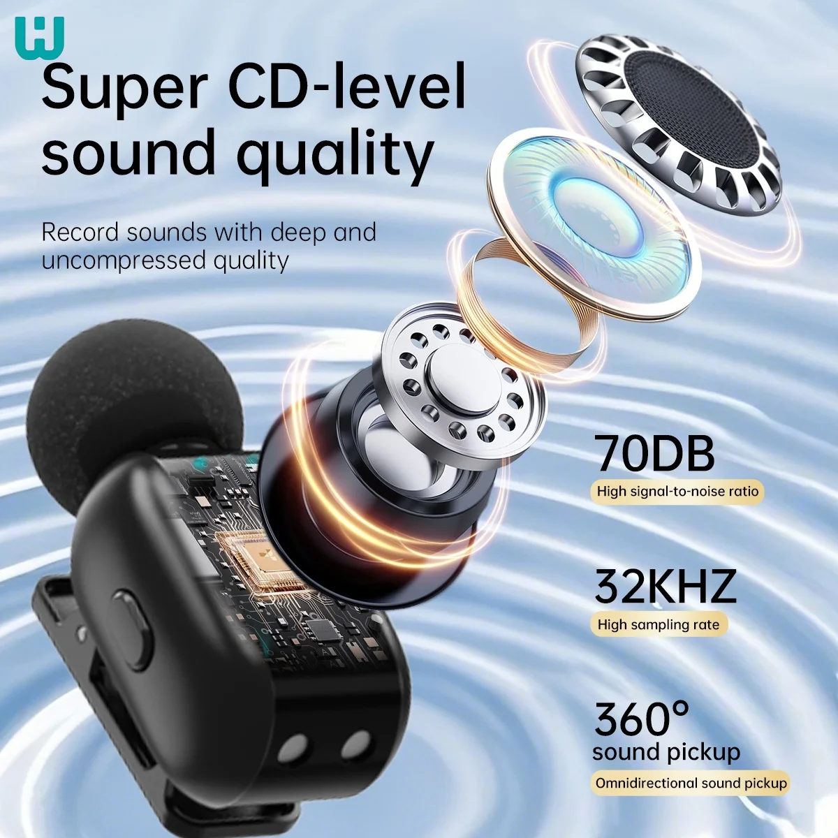 Micrófono lavalier inalámbrico, grabación ultra clara, reducción de ruido inteligente al aire libre, adecuado para entrevistas Vlog en vivo - imagen 3