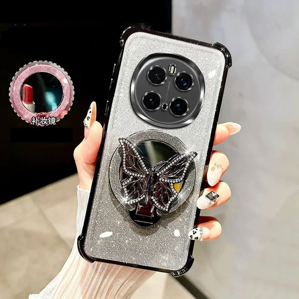 Funda con soporte magnético de mariposa y espejo para Xiaomi Redmi Note 14 13 12 Note14 Pro Plus 14S 14C 13C, cubierta transparente a prueba de golpes - imagen 4