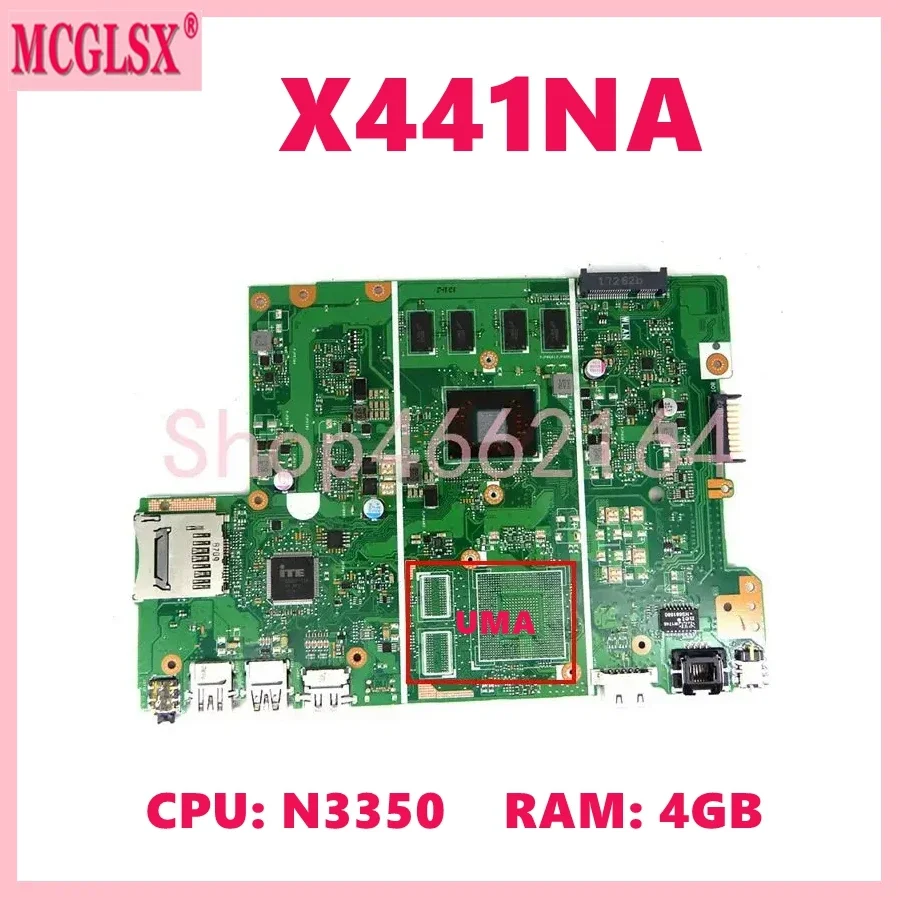 Placa base para ordenador portátil X441NC N3350 N4200 CPU 4GB RAM UMA/DIS para For Asus X441NC F441NA A441NA X441NA K441NA placa base 100% prueba OK - imagen 3