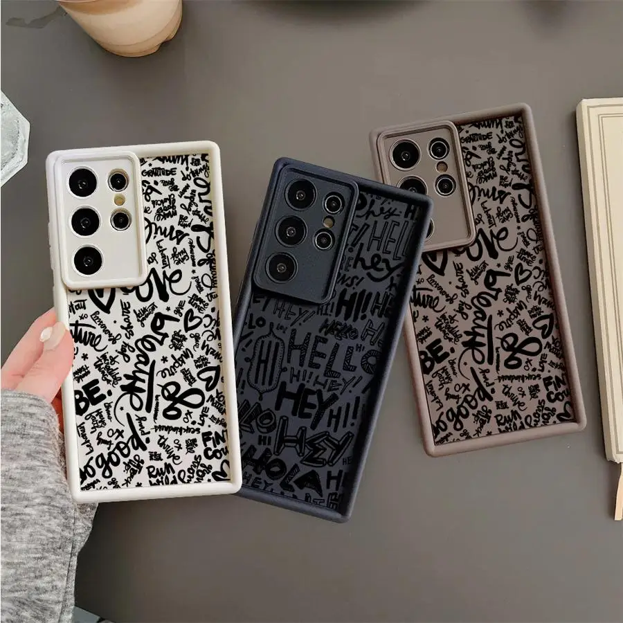 Funda con letras divertidas para Samsung Galaxy S23 S25 S21 S20 S22 S23 Plus Note 20 Ultra S24 FE S24 S25 funda Ultra suave - imagen 4