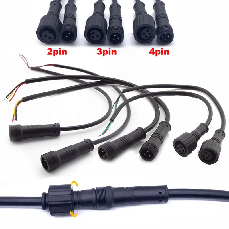 Cable de alimentación impermeable, conector macho y hembra, 2 pines, 3 pines, 4 pines, adaptador de enchufe, 500V, 3a, 20cm, L1, 5 unidades por lote - imagen 2