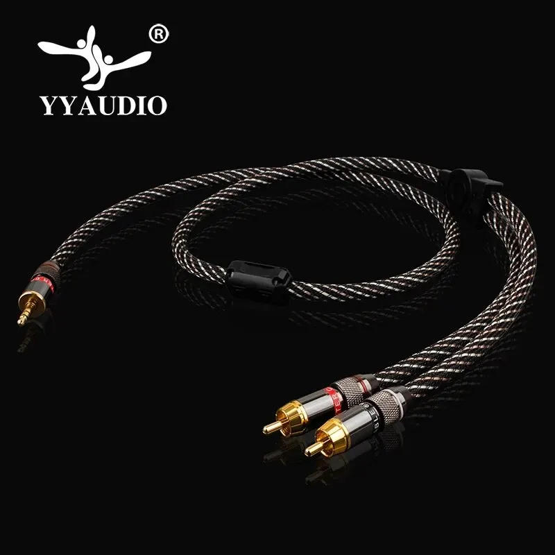 YYAUDIO-Cable de Audio HiFi de 3,5mm a 2rca, 6N OFC AUX 3,5, Conector estéreo RCA Y, divisor para MP3, MP4, PC, amplificador de teléfono, mezclador - imagen 4