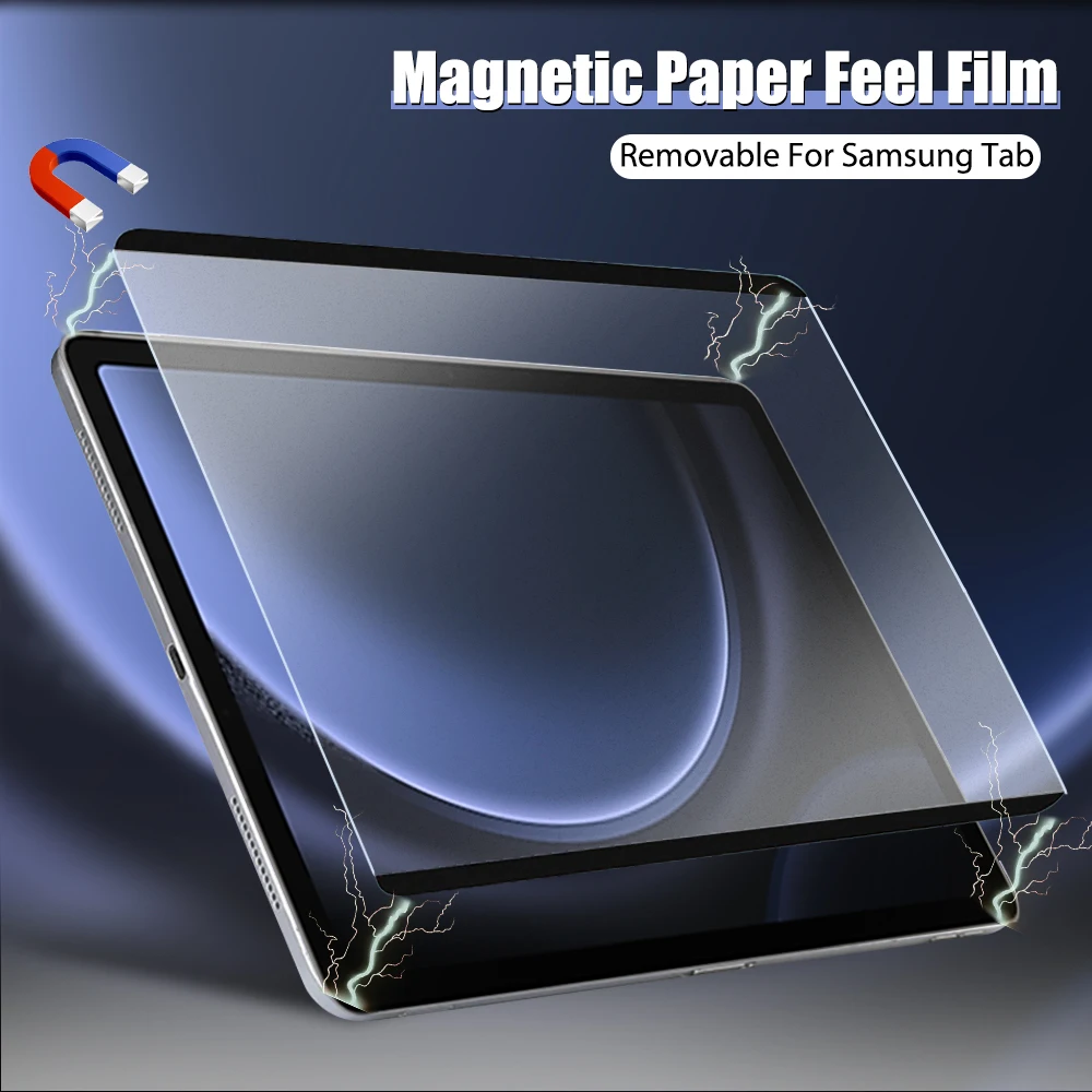 Protector de pantalla magnético de papel para Samsung Galaxy Tab S6 Lite S7 S9 Fe A9 Plus s8 Ultra A7 Lite A8 reutilizable sin vidrio - imagen 2