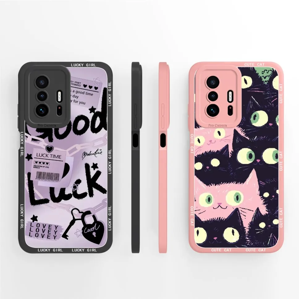 Funda para Xiaomi 11T 11T Pro 5G, protección de cámara de dibujos animados de gato bonito, funda anticaída de silicona suave para Xiaomi11T, carcasa de alta calidad - imagen 2