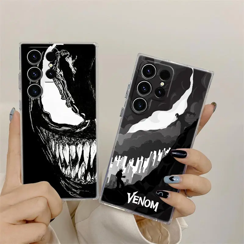 Funda de teléfono Marvel Venom Black Art para Samsung S24 S23 Ultra 5G S22 S20 S10 Plus S21 FE fundas transparentes Galaxy S24Ultra Fundas - imagen 2