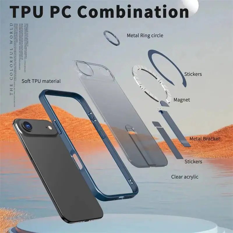 Funda magnética con soporte de lujo para iPhone 17 Air pro max, cubierta transparente con carga inalámbrica Magsafe - imagen 4