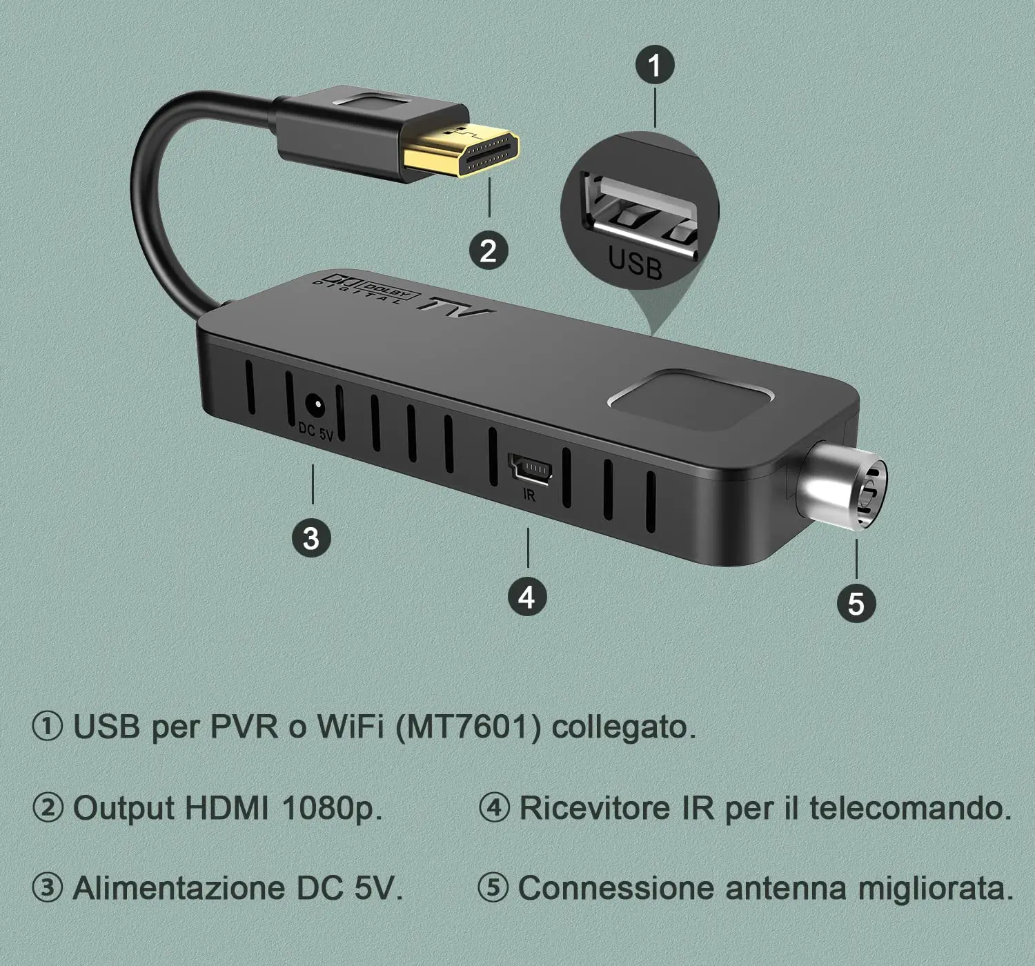 UBISHENG U3mini DVB T2 DVB C Decodificador de TV digital HD Canales de TV gratuitos 7 días Sintonizador de TV EPG para España Francia Itlay Columbia, etc. - imagen 5