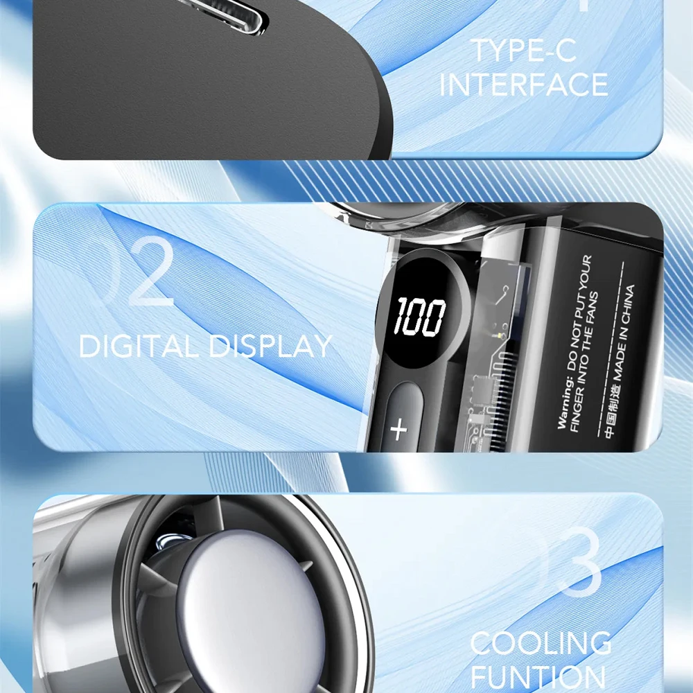 Ventilador Turbo portátil de refrigeración, recargable por USB, 100 velocidades de viento, Mini ventilador Personal para viajes, Camping, exteriores e interiores - imagen 4