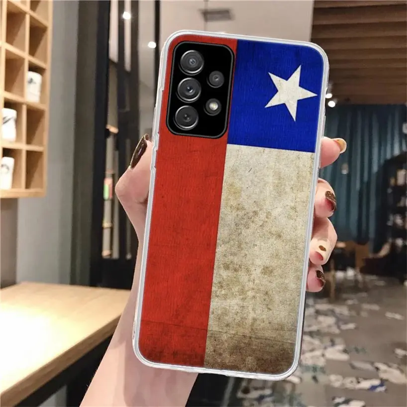 Funda de teléfono de silicona con bandera de Chile para Samsung Galaxy A52 A51 A50S A42 A32 A22 A12 A02S A30S A20S A10S A41 A31 A21S A40 A30 A70 Galax - imagen 2