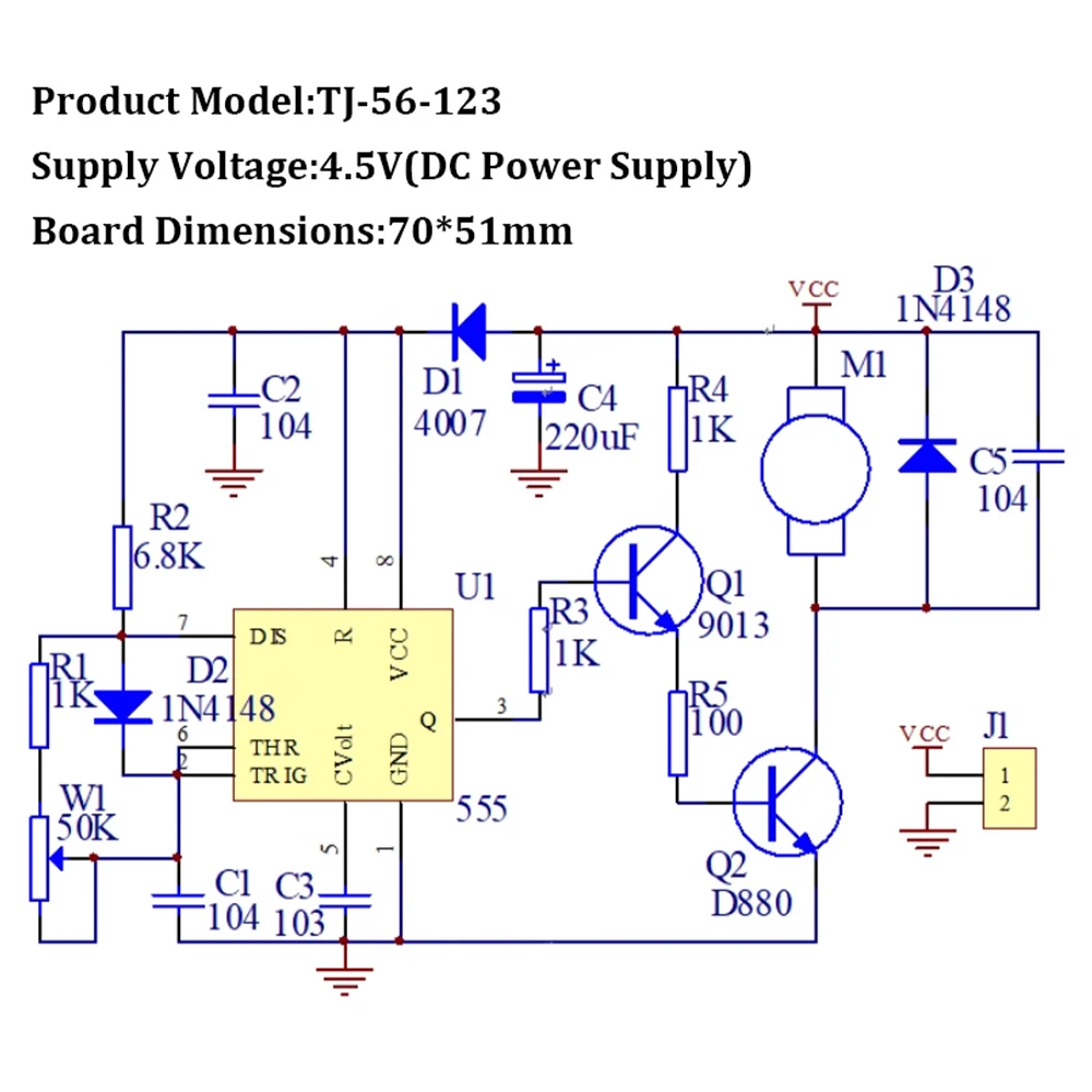 DIY NE555 ventilador de Motor Kit de módulo de Control de velocidad de ancho de pulso con caja de batería Kit de proyecto electrónico de soldadura DC 4,5 V - imagen 5