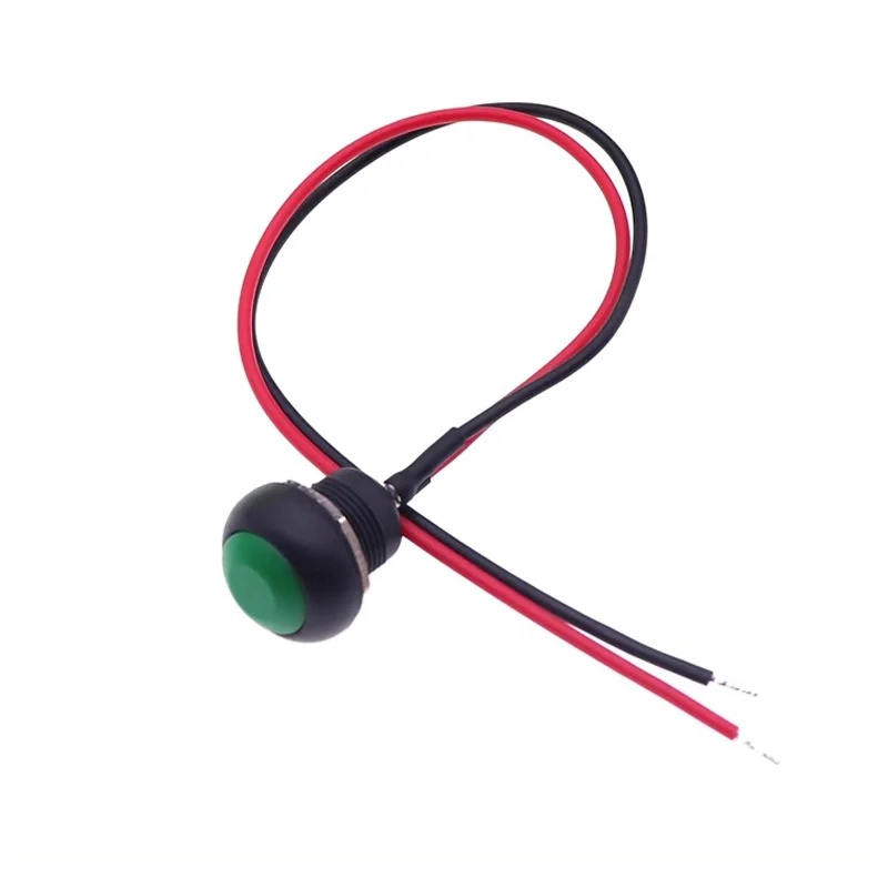 5/20/100 Uds 12mm interruptor de botón momentáneo ON OFF PBS-33B Mini interruptor redondo de reinicio automático con cable 2Pin 1A DC12V - imagen 2