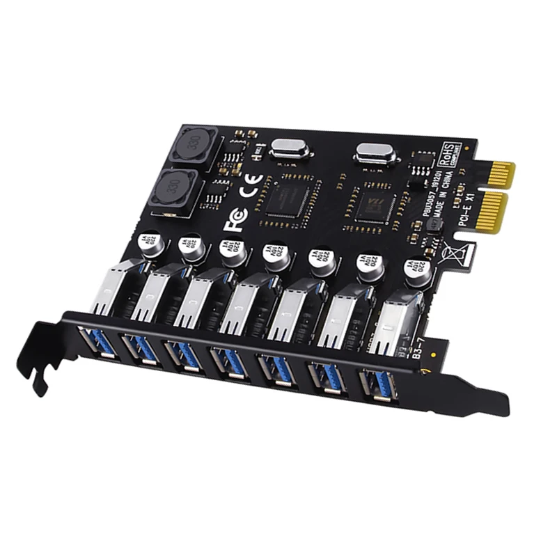 Adaptador USB 3,0 PCI Express PCI e a 7 puertos USB 3 tarjeta adaptadora de expansión USB3 PCIe PCI-e x1 convertidor de controlador para PC de escritorio - imagen 3
