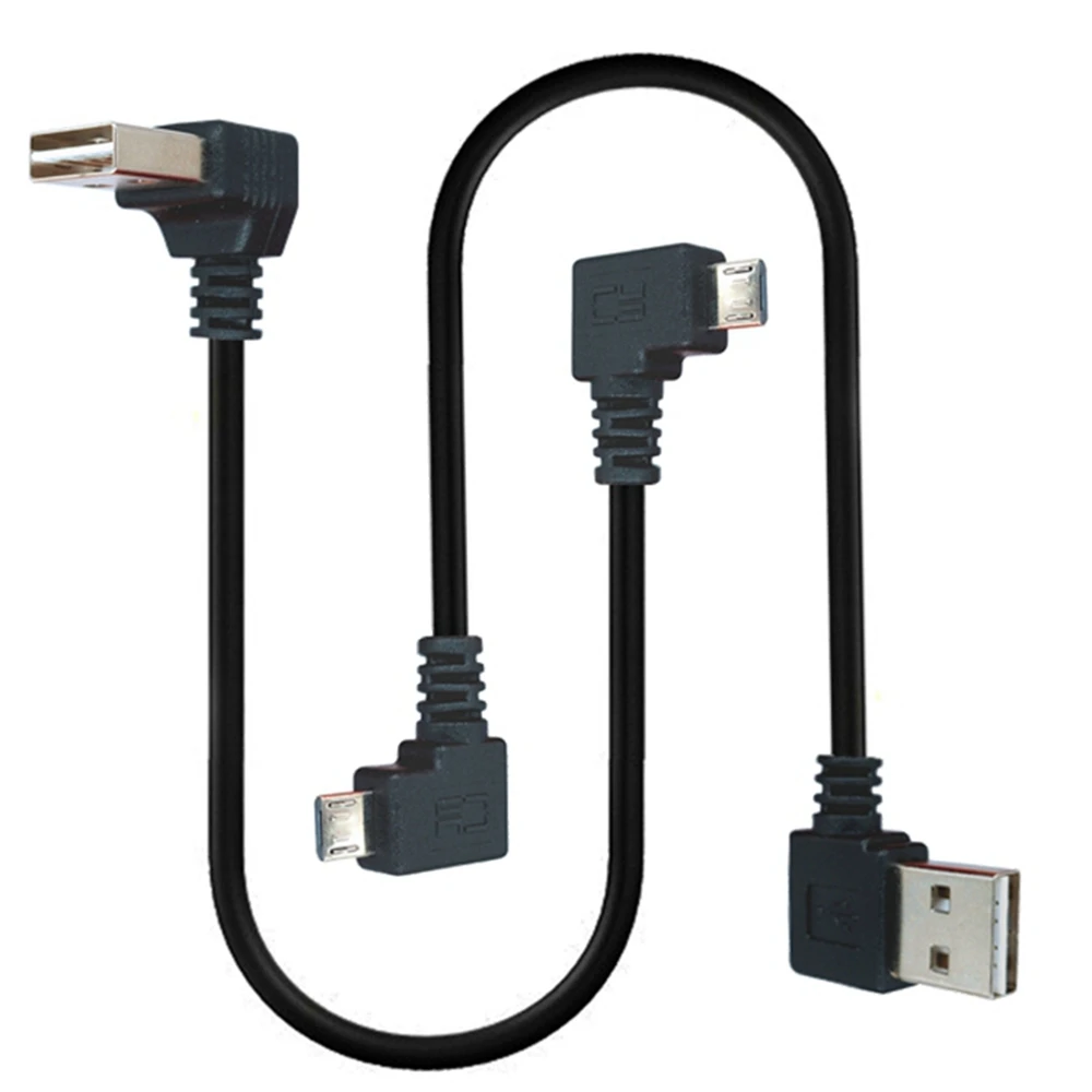 Conector USB 2,0 A a cable Micro USB B macho sincronización de datos de esquina izquierda y derecha y extensor de carga 25CM corto 90 °   izquierda un - imagen 4