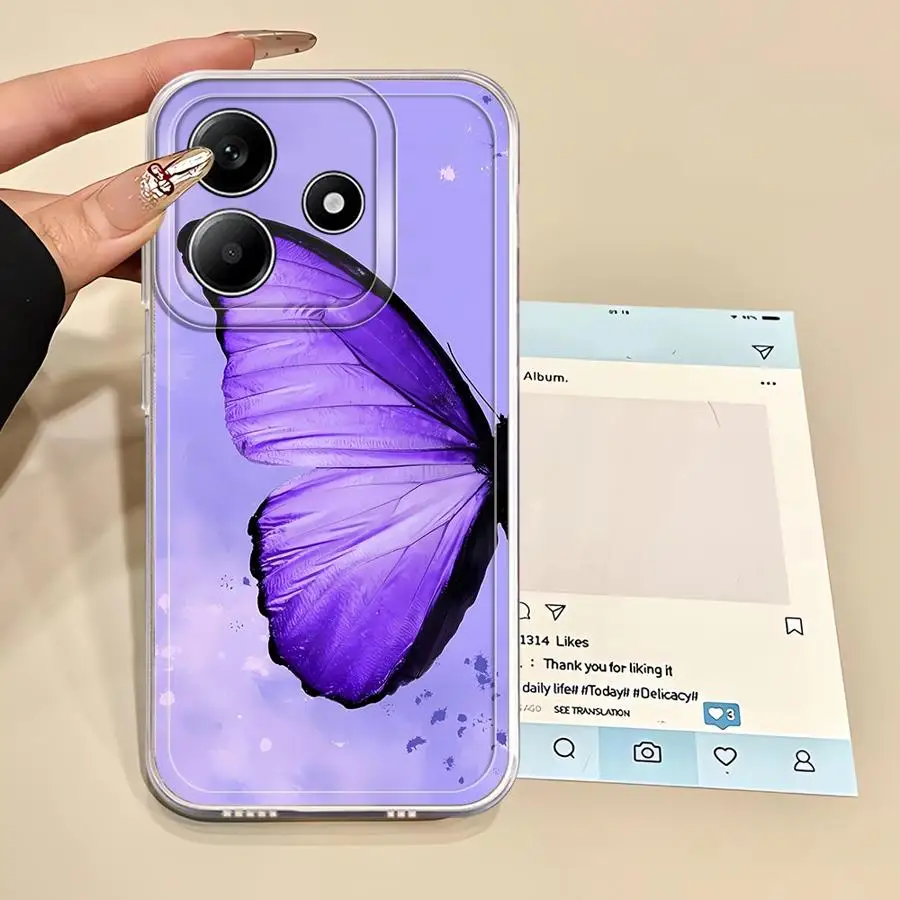 Hermosa mariposa funda de teléfono suave para Xiaomi Redmi 14C 9A 9C 12C 10C A1 A2 + A3x 13C A5 - imagen 3
