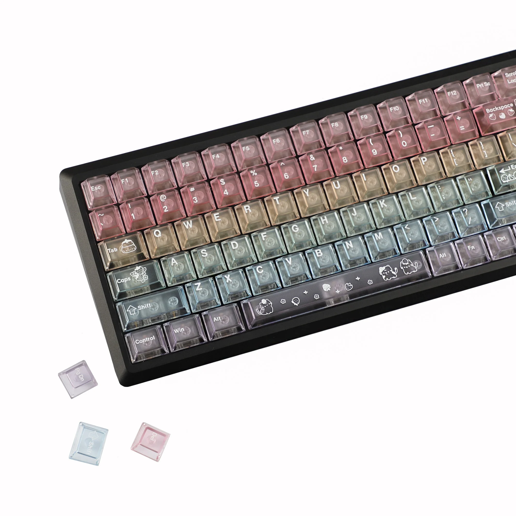 YMDK 115 teclas gradiente de Color leche gelatina uvas Cola cereza perfil PC teclas esmeriladas para teclado mecánico MX 61/87/104/108 - imagen 4