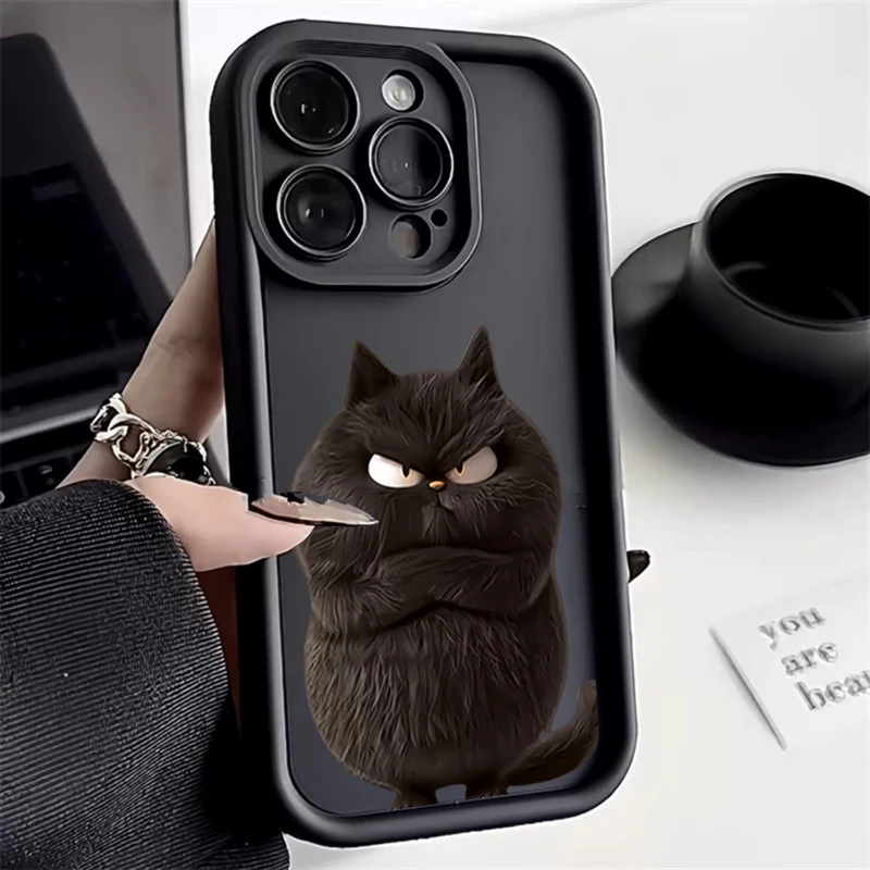 Cute Black Cat Soft TPU Phone Case For iPhone 16 15 14 Pro Max 13 12 11 Pro Max 7 8 Plus XR X XS 16E Shockproof Silicone Cover - imagen 2