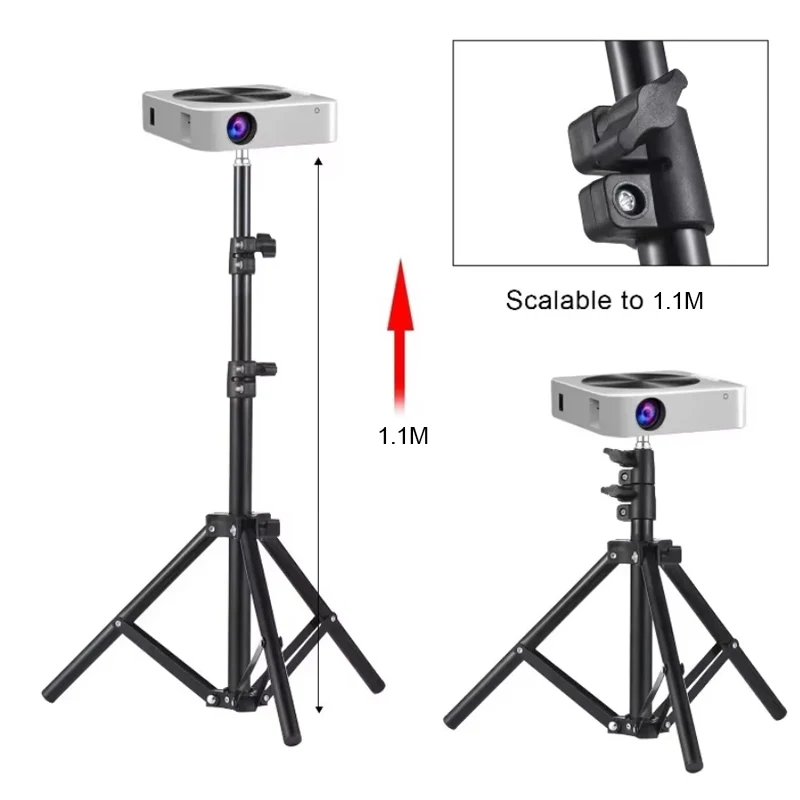 Soporte de trípode para proyector portátil Universal, soporte de proyector estirable, soporte de aleación de aluminio, altura ajustable para proyectos LCD - imagen 3