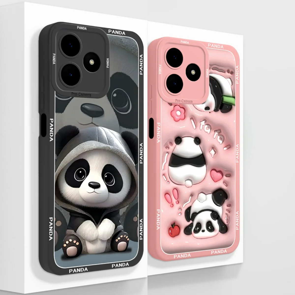 Funda bonita para teléfono Realme C51 C53 C55 Panda, Funda de silicona líquida suave, protección de cámara, Fundas traseras a prueba de golpes