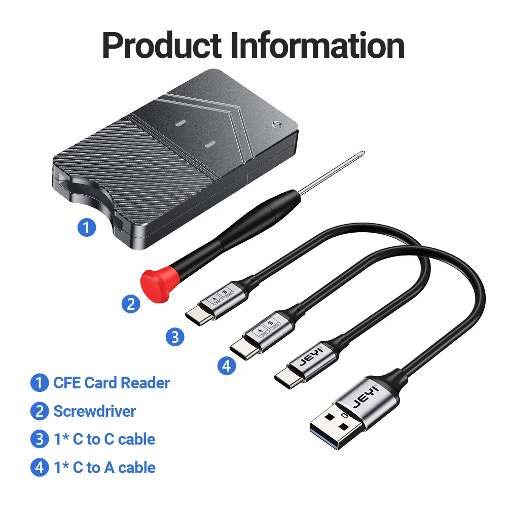 JEYI-lector de tarjetas CFexpress, adaptador de tarjeta de memoria con carcasa de aluminio para Windows/MacOS/Android, USB 3,2 Gen2 10gbps CFE tipo B - imagen 5