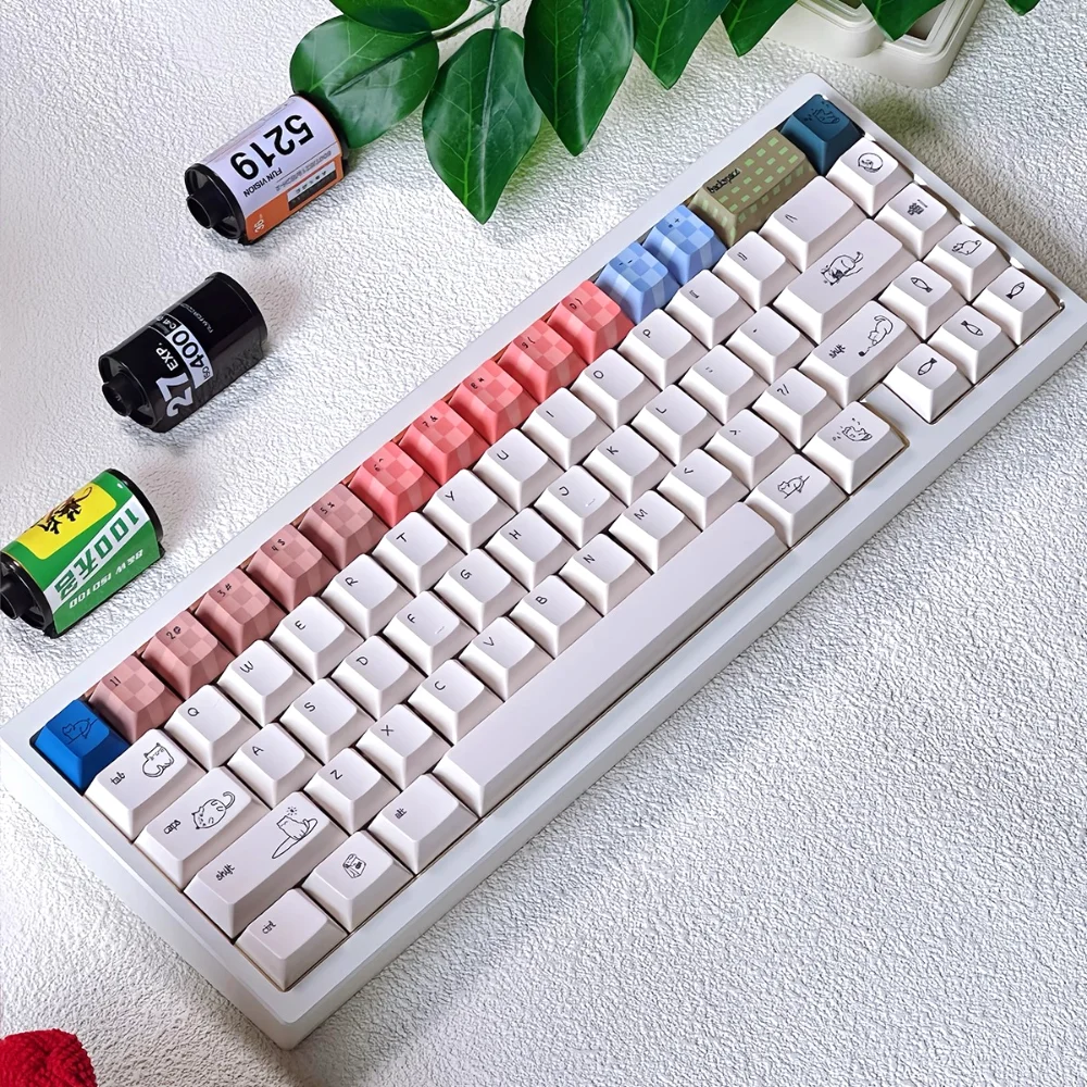 Juego de teclas Cat Whisper PBT, 163 teclas, juego grande, teclas de fuente pequeñas minimalistas y bonitas de cereza para teclados mecánicos MX Switch - imagen 4