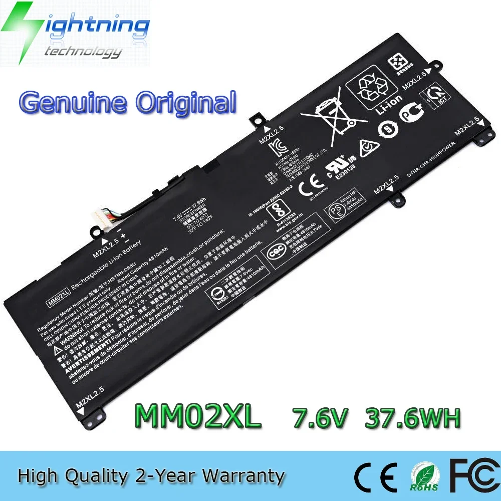 Nueva batería Original y genuina para ordenador portátil MM02XL 7,6 V 37,6 Wh para HP Pavilion 13-AN HSTNN-IB8Q L27868-2D1 L28076-005, etc.