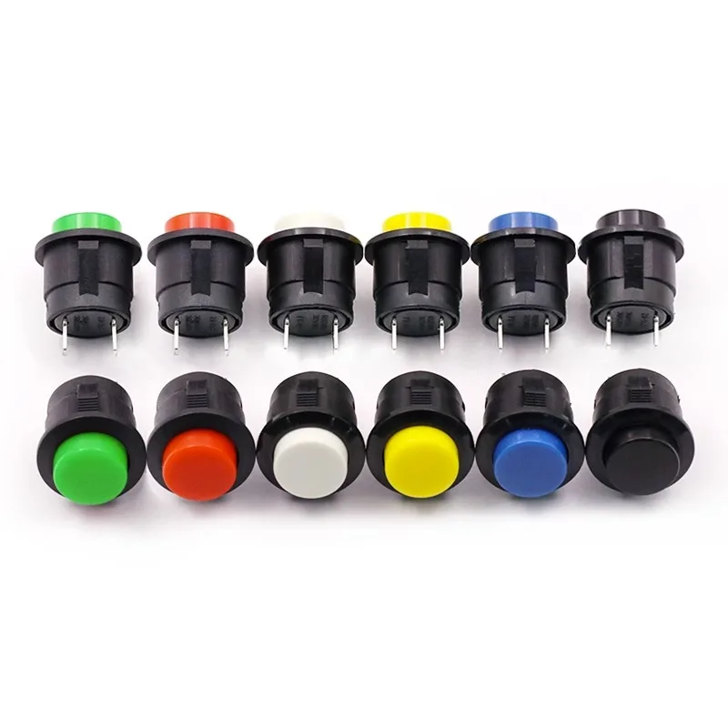 Interruptor de botón de piezas tipo tarjeta de 2 R13-507, 16MM, Circular, sin bloqueo, reinicio automático, botón de apertura, blanco y negro, red2 Uds. - imagen 2