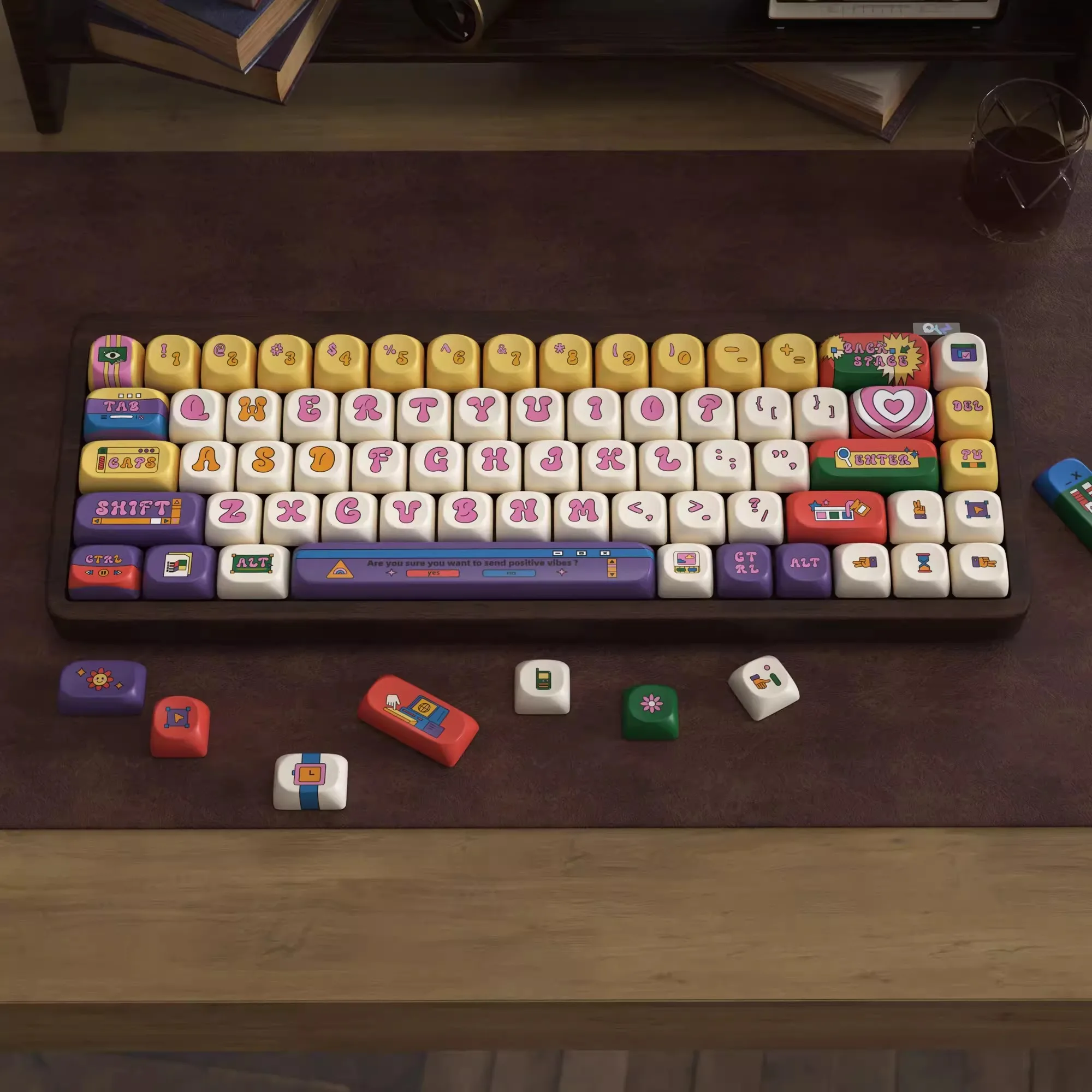 1 Juego de teclas Vintage americanas, teclas subtecladas PBT, perfil de cereza SOA, teclas bonitas redondeadas para teclado MX Switch 68 75 96 980 - imagen 5