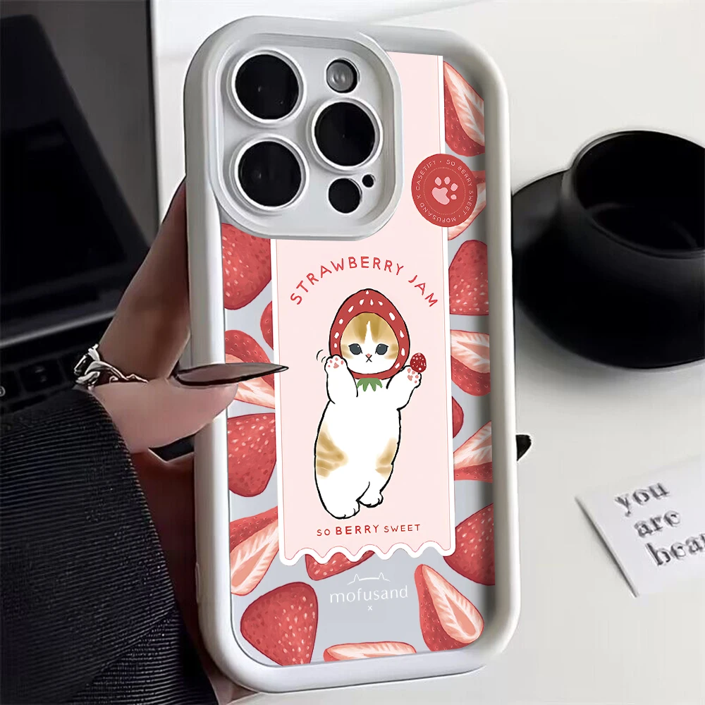 Funda de teléfono mofusandS cat para Samsung, cubierta de TPU de silicona suave con correa de mano, S24, S23, S22, S21, S20 FE Plus Ultra 5G - imagen 5
