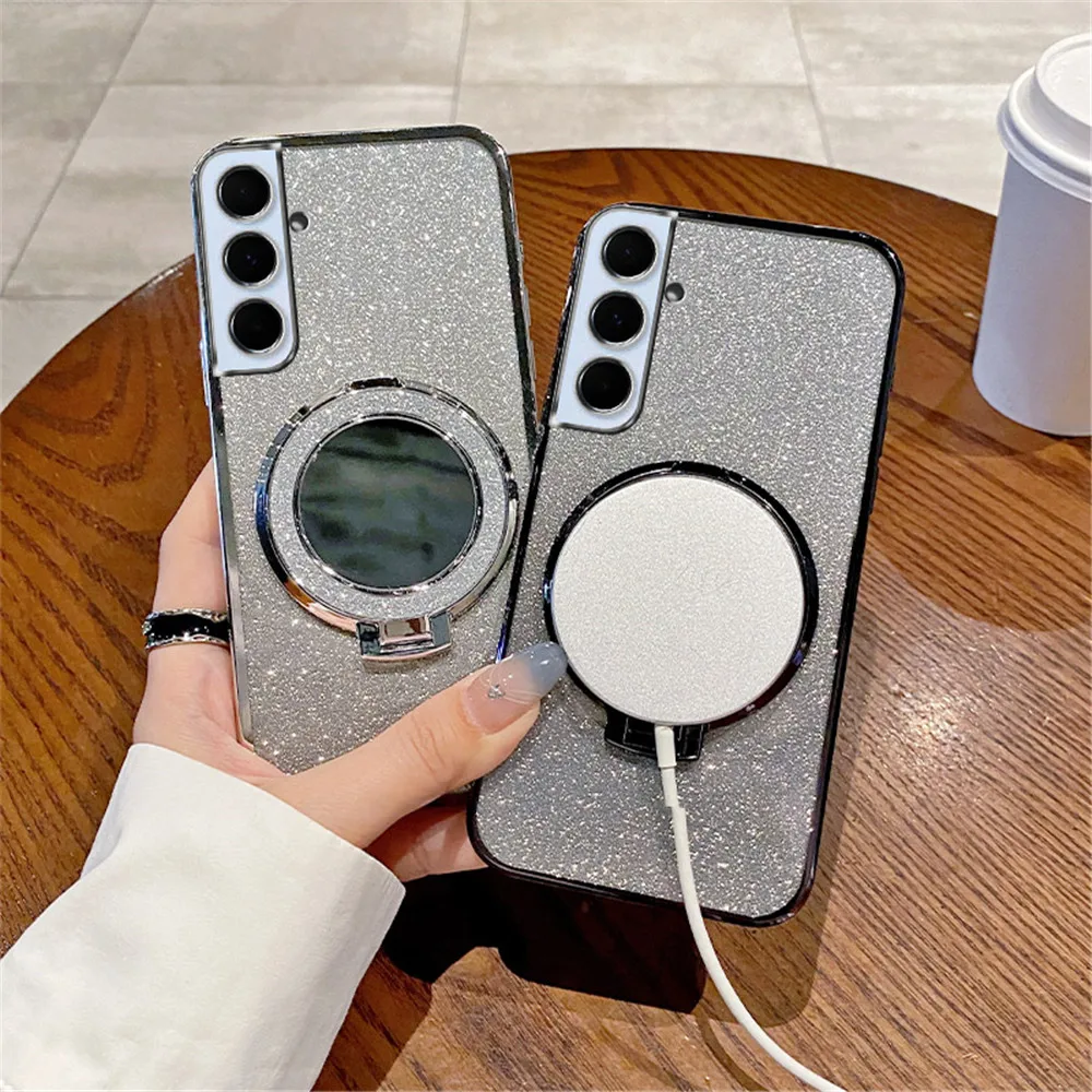 Funda de teléfono con soporte de anillo de espejo con purpurina degradada para Samsung Galaxy A05 A15 A25 A35 A55 A05S A04 A14 A24 A34 A54 A73 A53 A33 - imagen 4