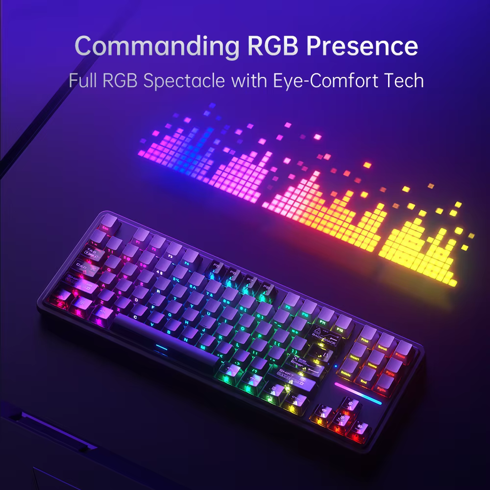 MACHENIKE KG87 teclado mecánico de tamaño completo modo Tri 8000mAh Bluetooth teclados inalámbricos para juegos junta de interruptor Kailh RGB - imagen 4