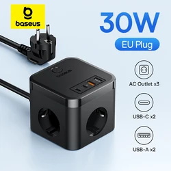 Baseus Regleta USB-C 30W 3 Enchufes AC