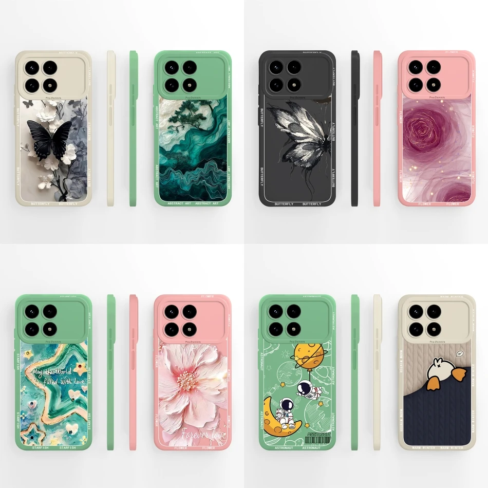 Para Redmi K90 Pro Max Funda de teléfono mariposa Rosa suave silicona líquida anticaída Funda para Redmi K 90ProMax Funda ligera Capa