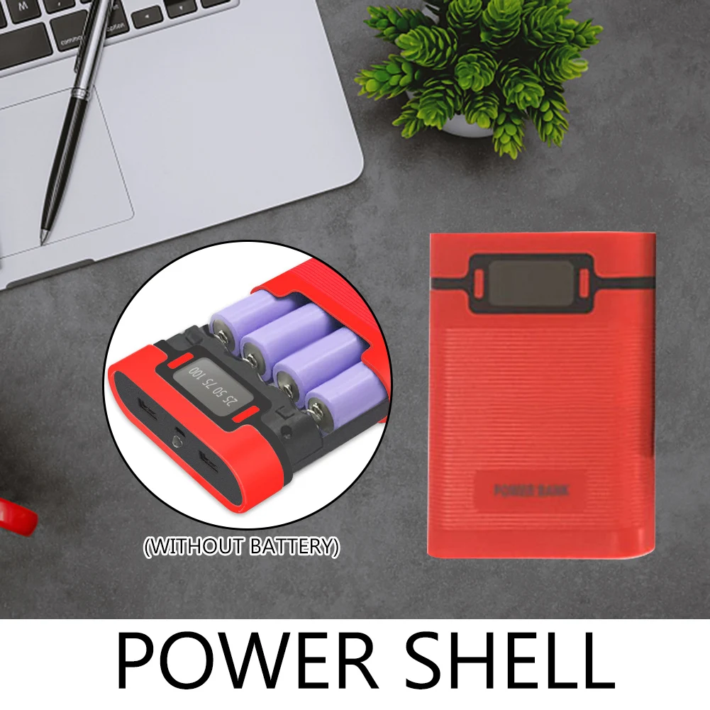 Caja de energía móvil DIY, pantalla Digital LCD, caja de almacenamiento de carga de batería, salida USB Dual con linterna LED para batería recargable - imagen 4