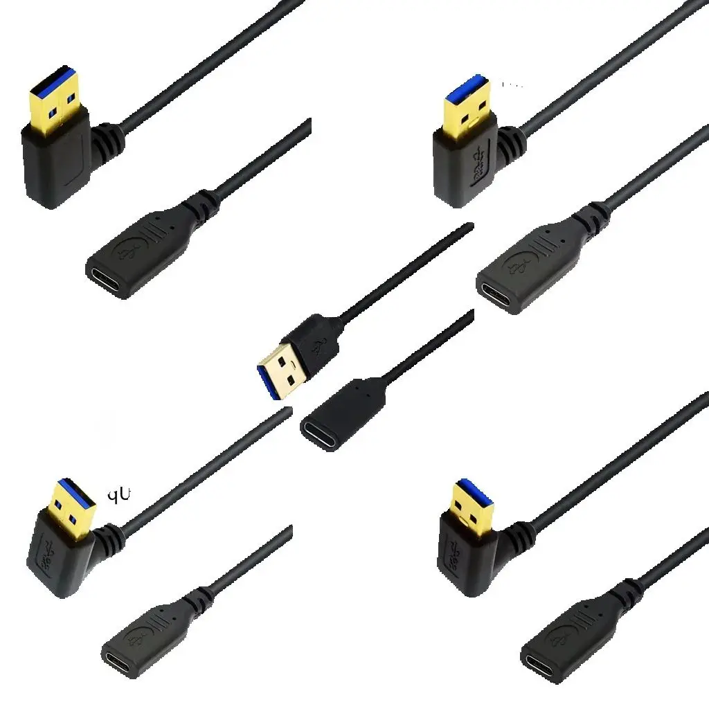 Codo de 90 grados, Chip de tira de datos de 5Gbps, Cable de conexión USB 3,2 2,0, Cable adaptador USB macho a hembra tipo C, Cable Gen2