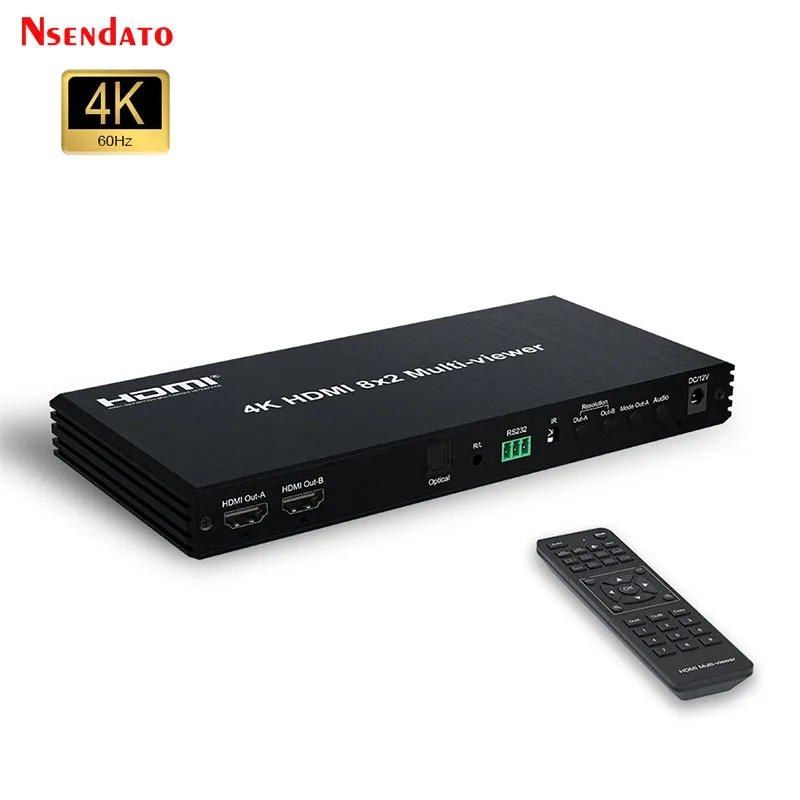Visor múltiple de pantalla cuádruple HDMI 8x2 4K 60hz 8 en 2 salidas HDMI multivisor interruptor continuo multiplexor de 8 canales visor multipantalla - imagen 2