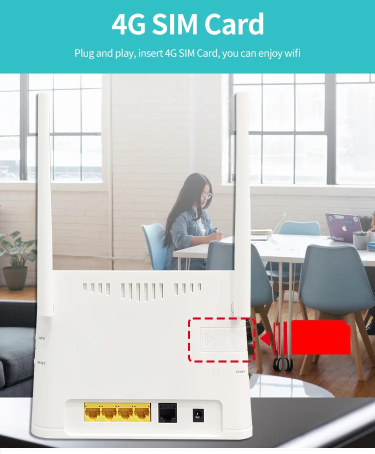 4G LTE Router High Speed Wireless WIFI Router CAT4 150Mbps Built-in Battery with RJ45 Lan Port and Sim Card Slot Support 32 User - imagen 3