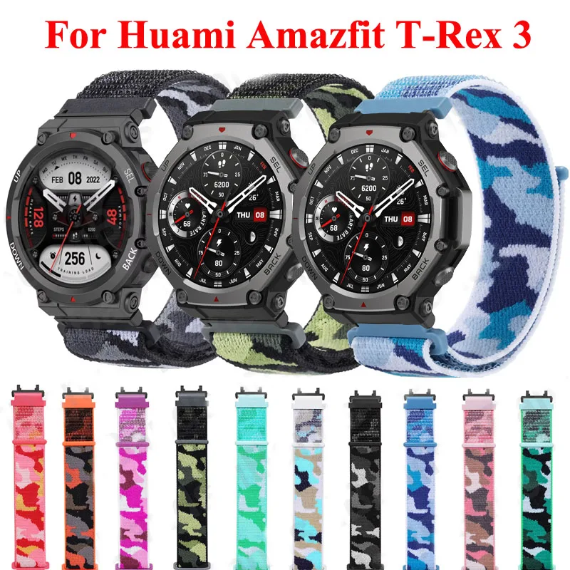 Correa de nailon de camuflaje para Huami Amazfit T-REX 3, pulsera de reloj inteligente para Amazfit T-REX3, Correa deportiva