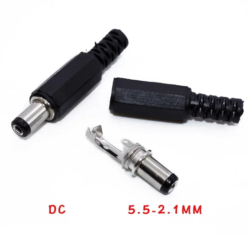 10 Uds DC-002 DC-005 3,5*1,3mm 5,5*2,1mm/2,5mm conector de toma de corriente CC negro DC002 DC005 enchufe macho/hembra enchufe macho CC - imagen 4