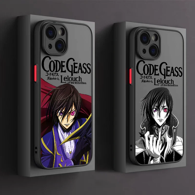 Funda translúcida mate para teléfono móvil Apple, carcasa de Anime con código GEASS, para iPhone 15, 14, 13, 12, 11, XS, Mini Pro Max, 8, XR, X - imagen 3